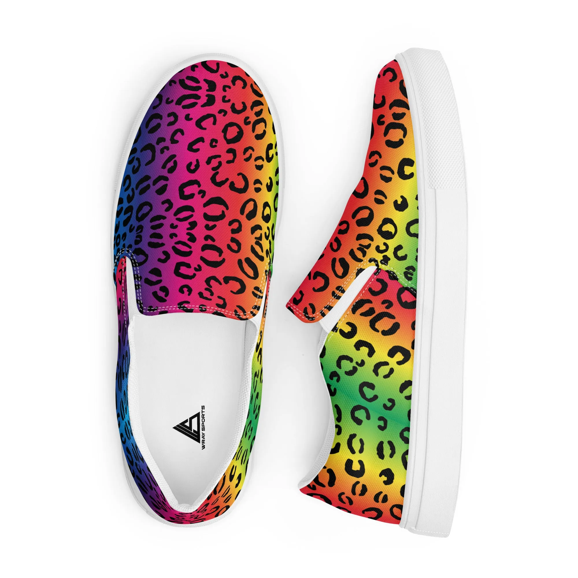 Rainbow leopard Men’s slip-on canvas shoes
