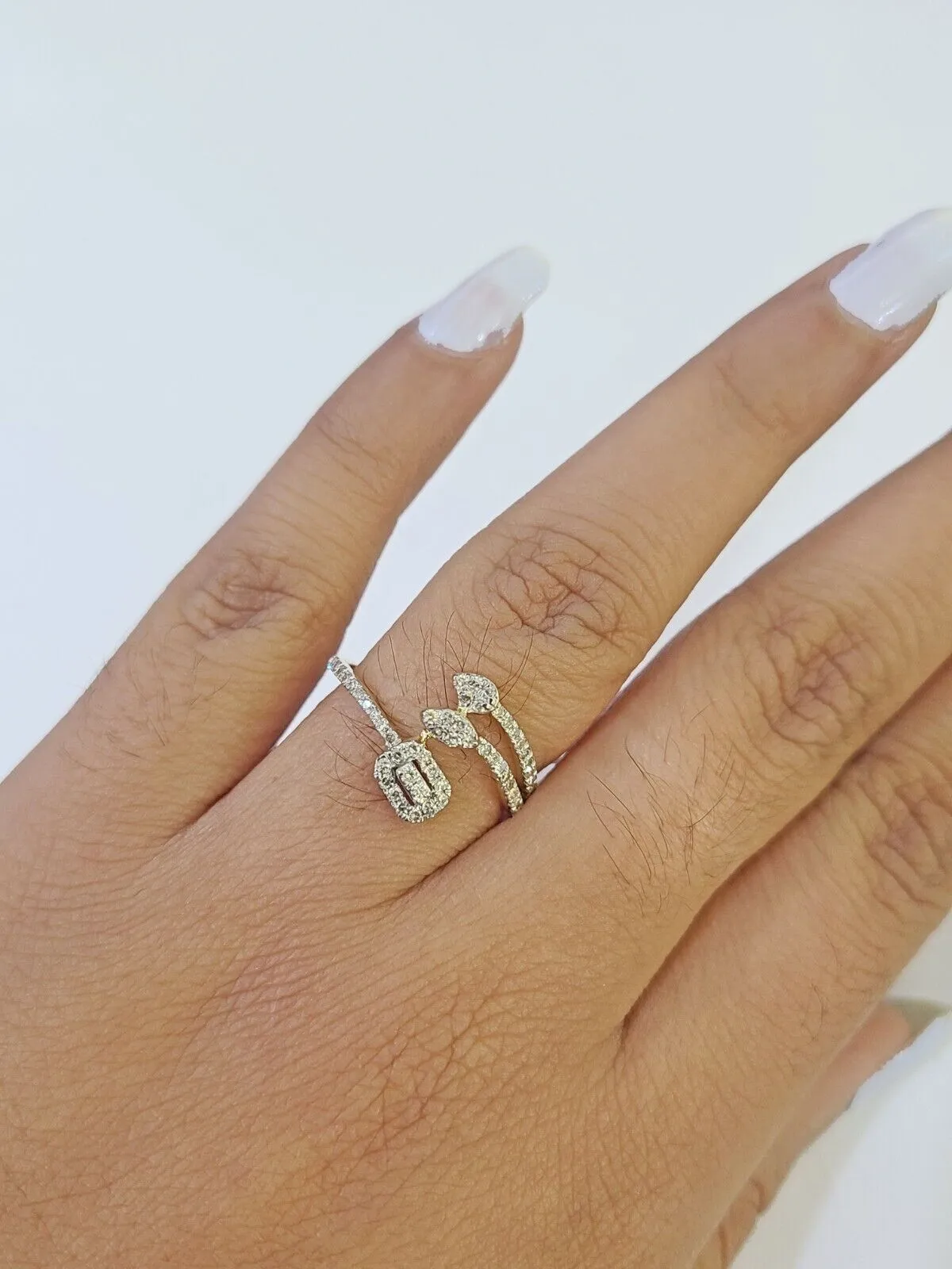 Real 10k Yellow Gold Diamond Ladies Ring Women Casual Engagement Wedding