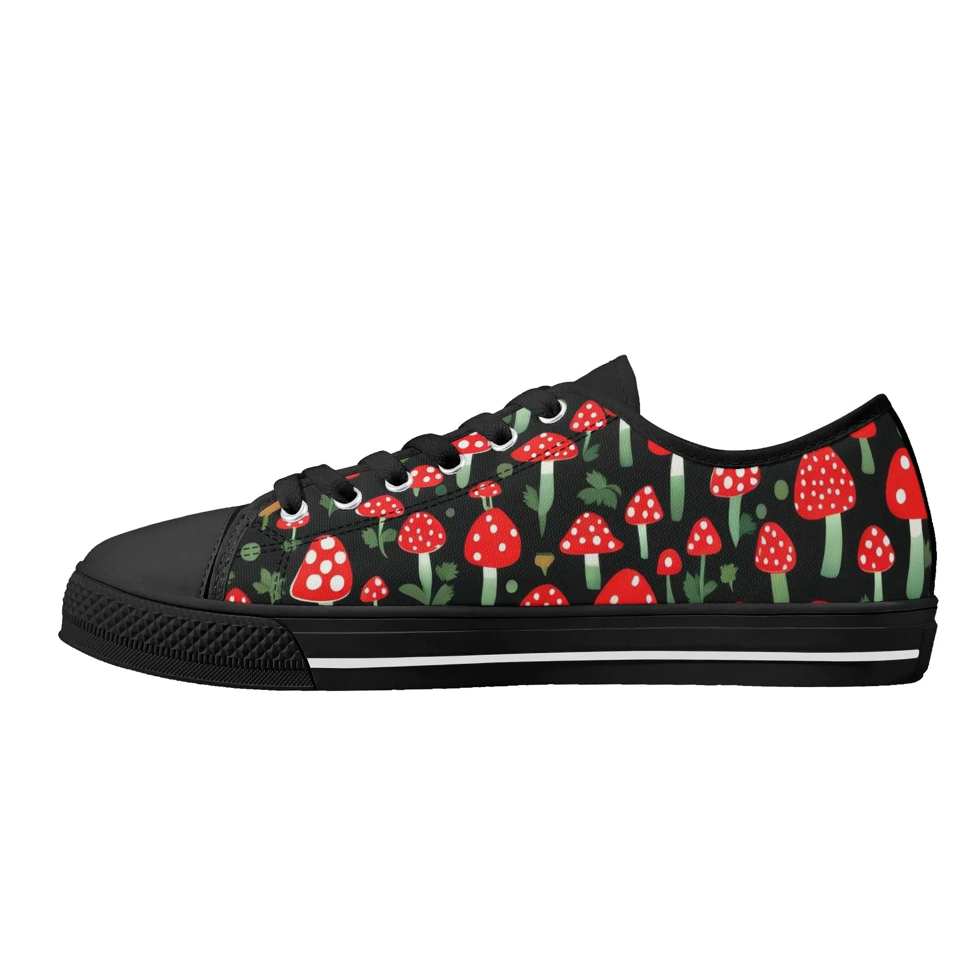 Red Mushrooms Womens Rubber Low Top Sneakers