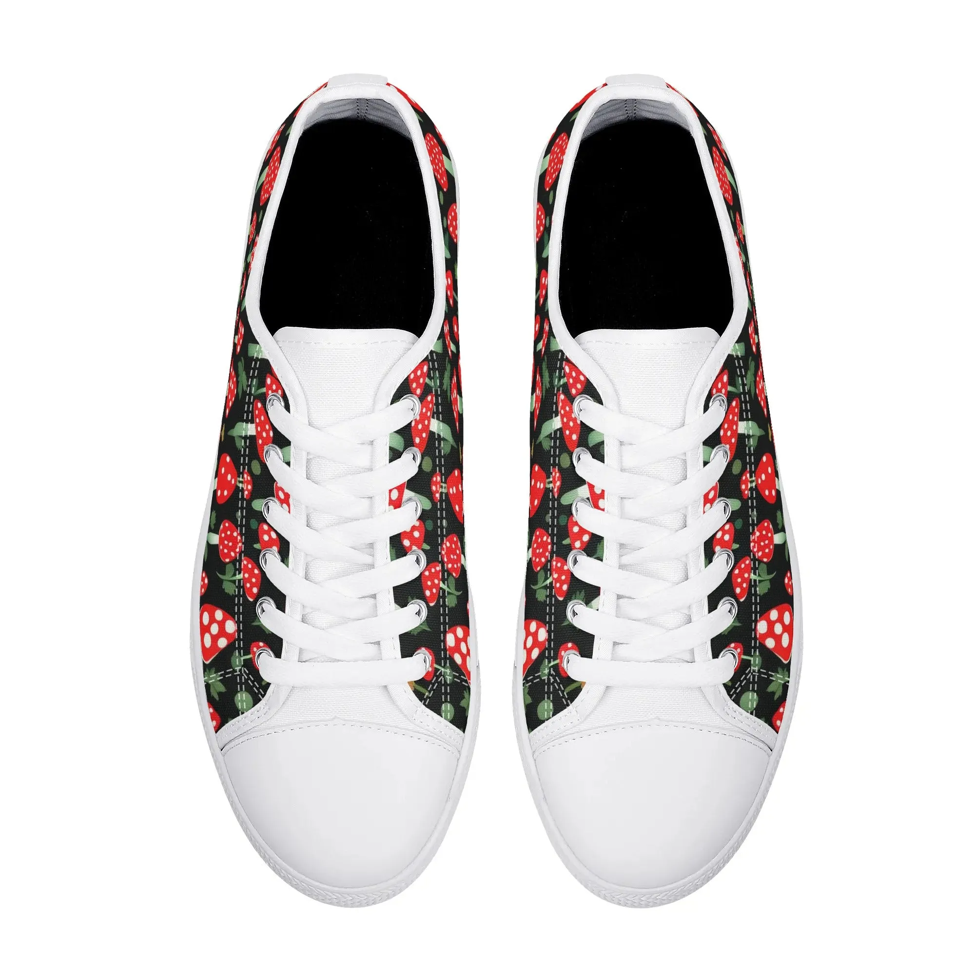 Red Mushrooms Womens Rubber Low Top Sneakers