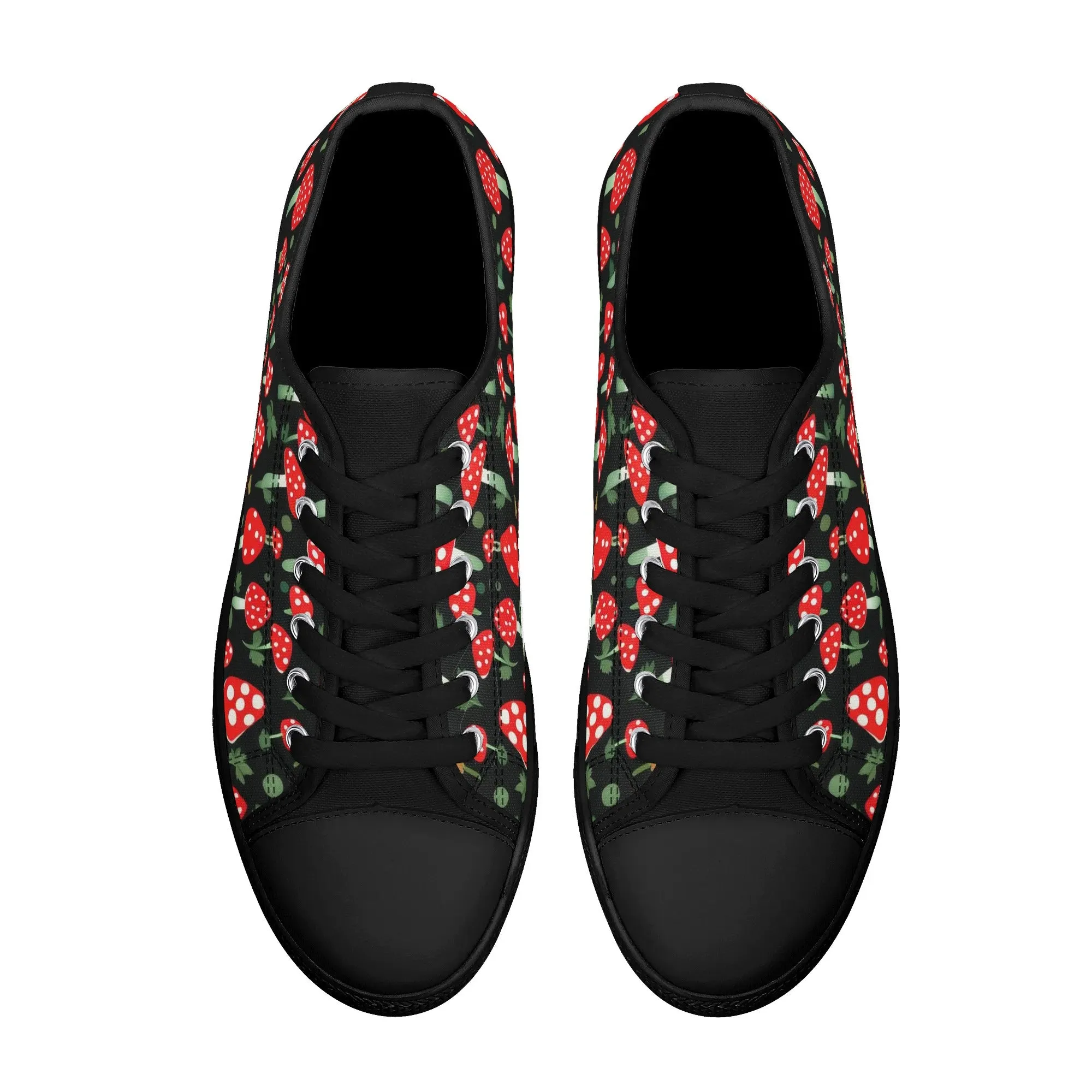 Red Mushrooms Womens Rubber Low Top Sneakers