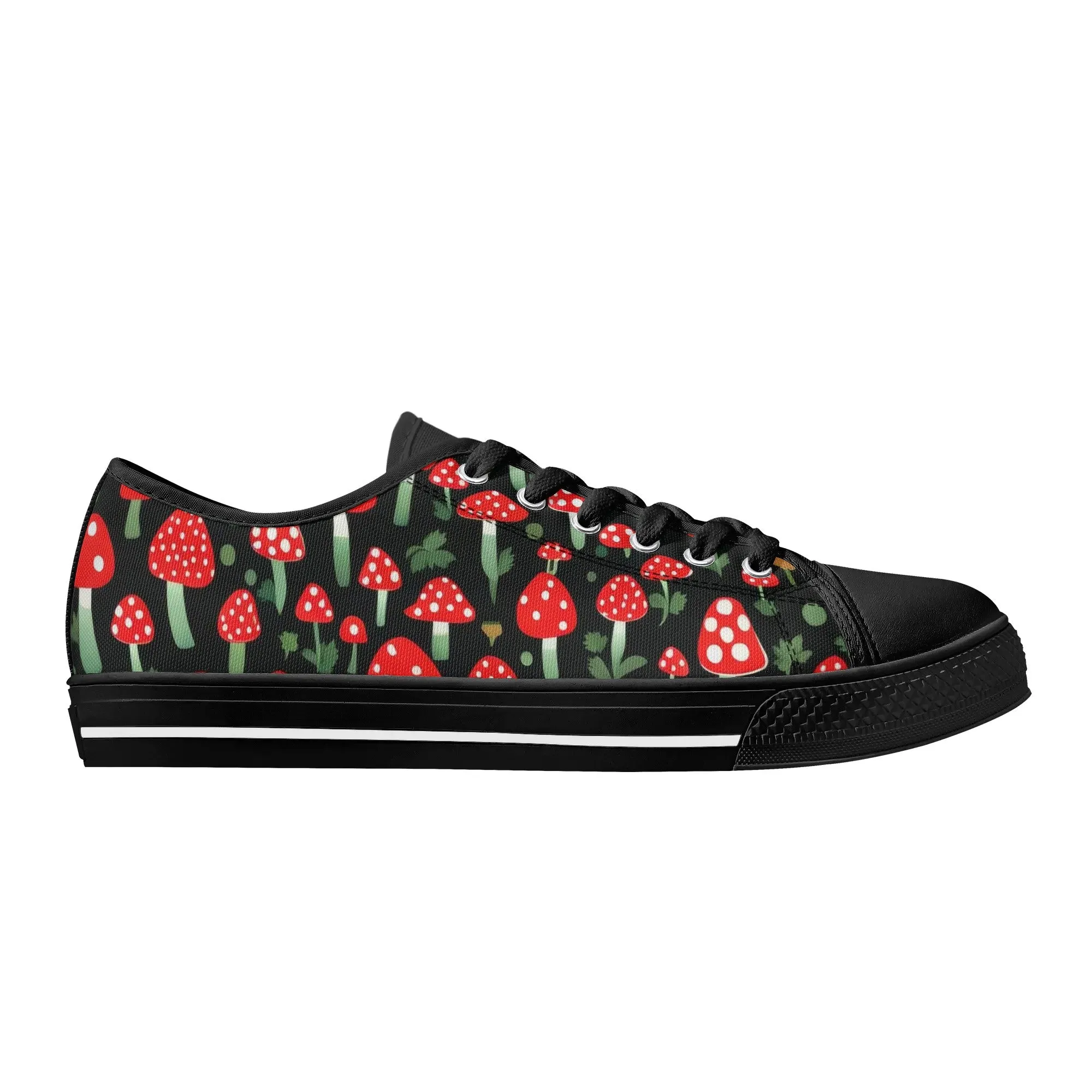 Red Mushrooms Womens Rubber Low Top Sneakers