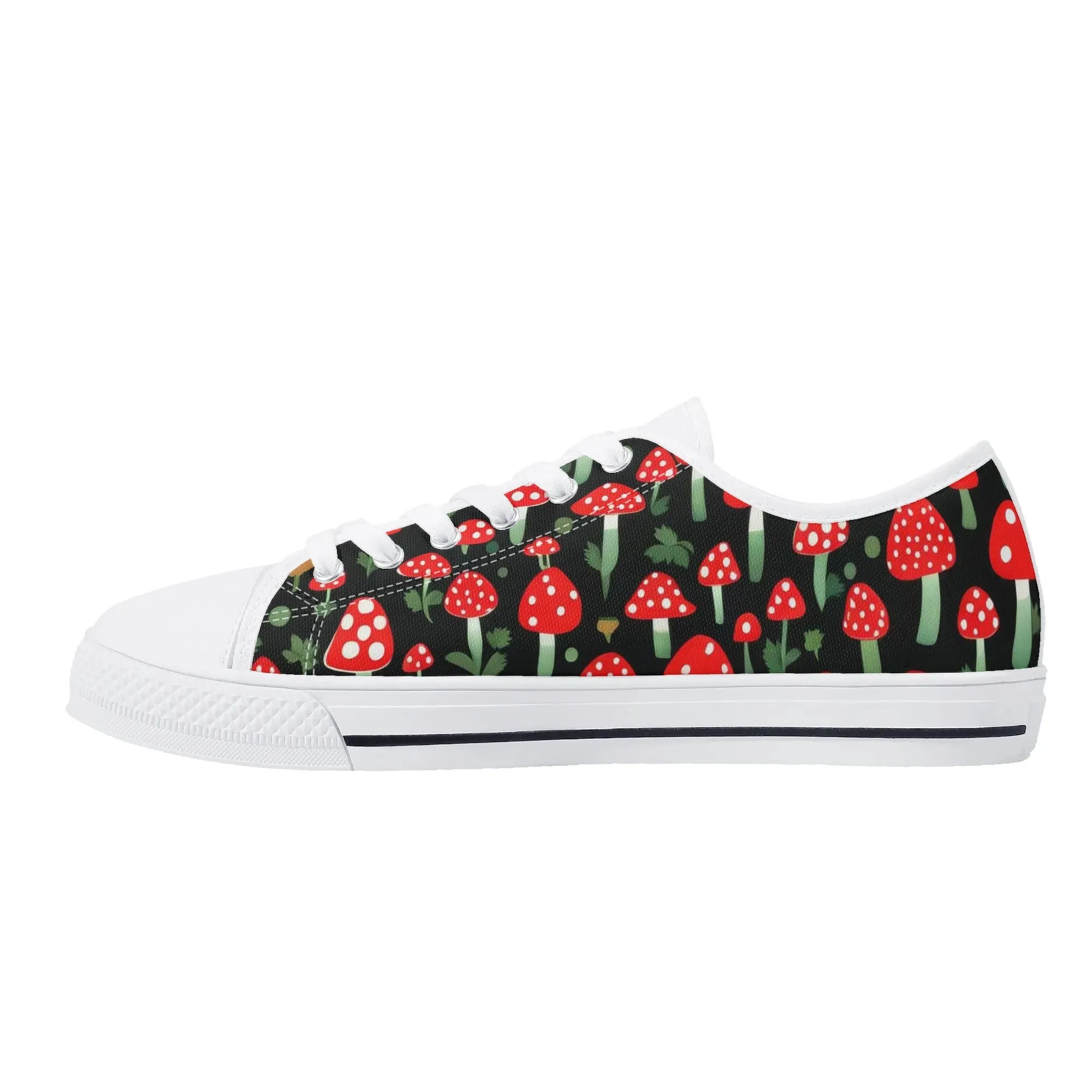Red Mushrooms Womens Rubber Low Top Sneakers