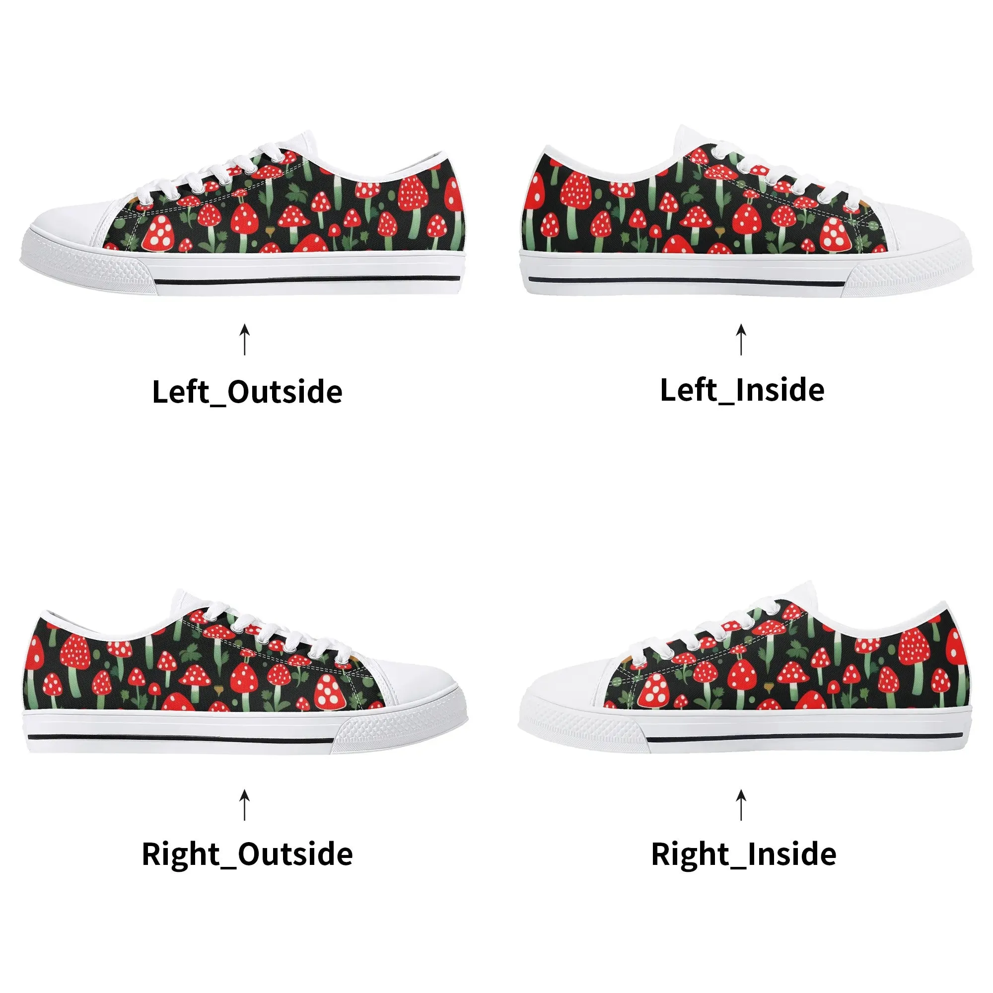 Red Mushrooms Womens Rubber Low Top Sneakers