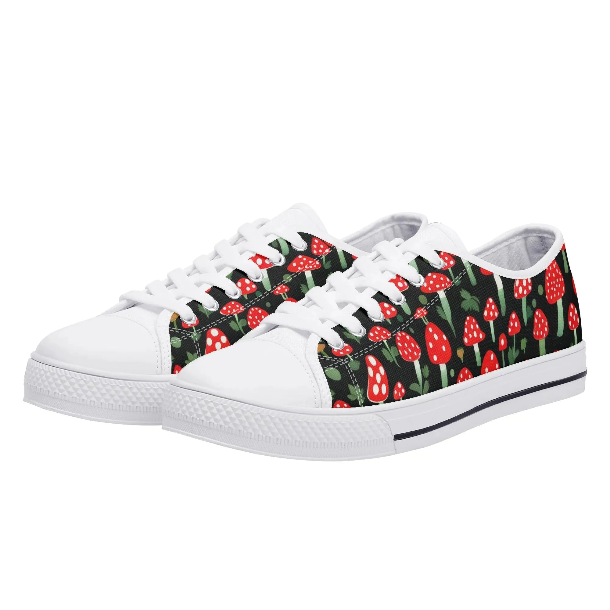 Red Mushrooms Womens Rubber Low Top Sneakers