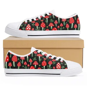 Red Mushrooms Womens Rubber Low Top Sneakers