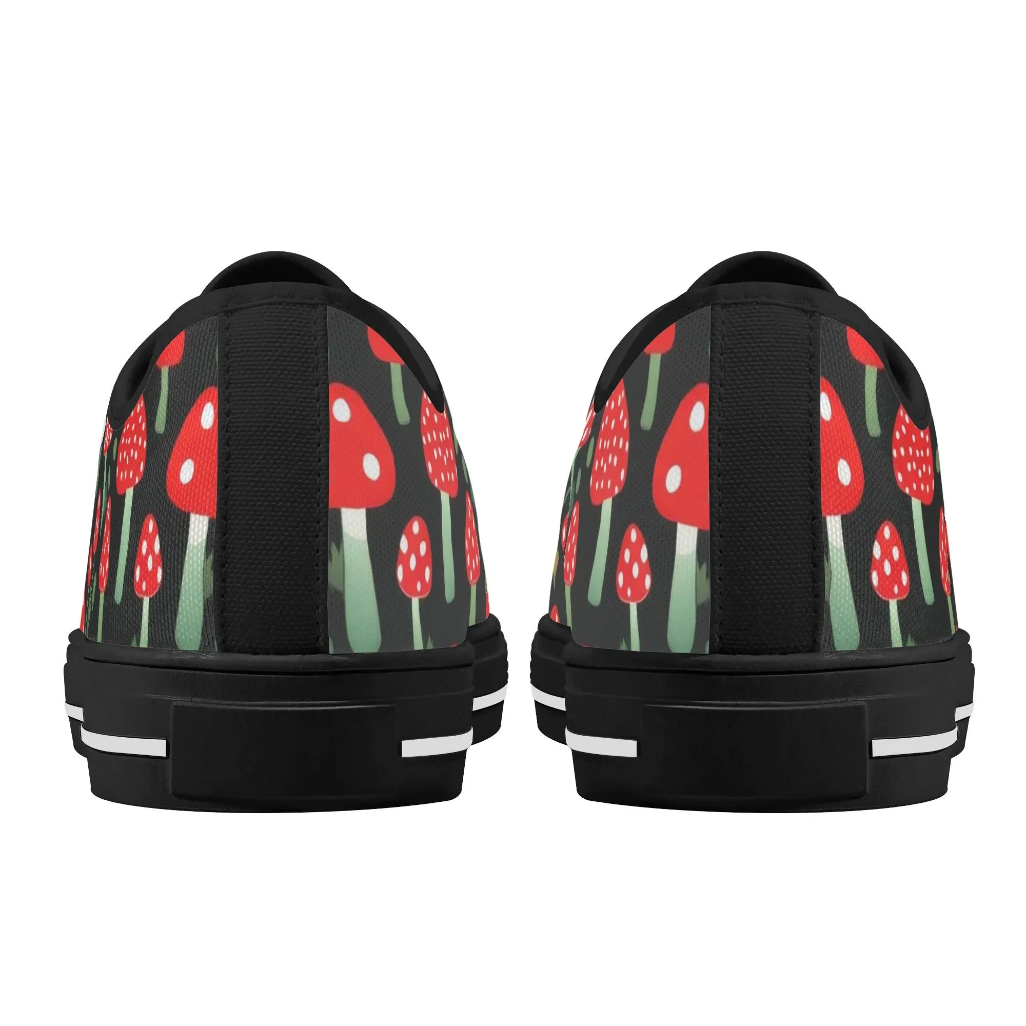 Red Mushrooms Womens Rubber Low Top Sneakers