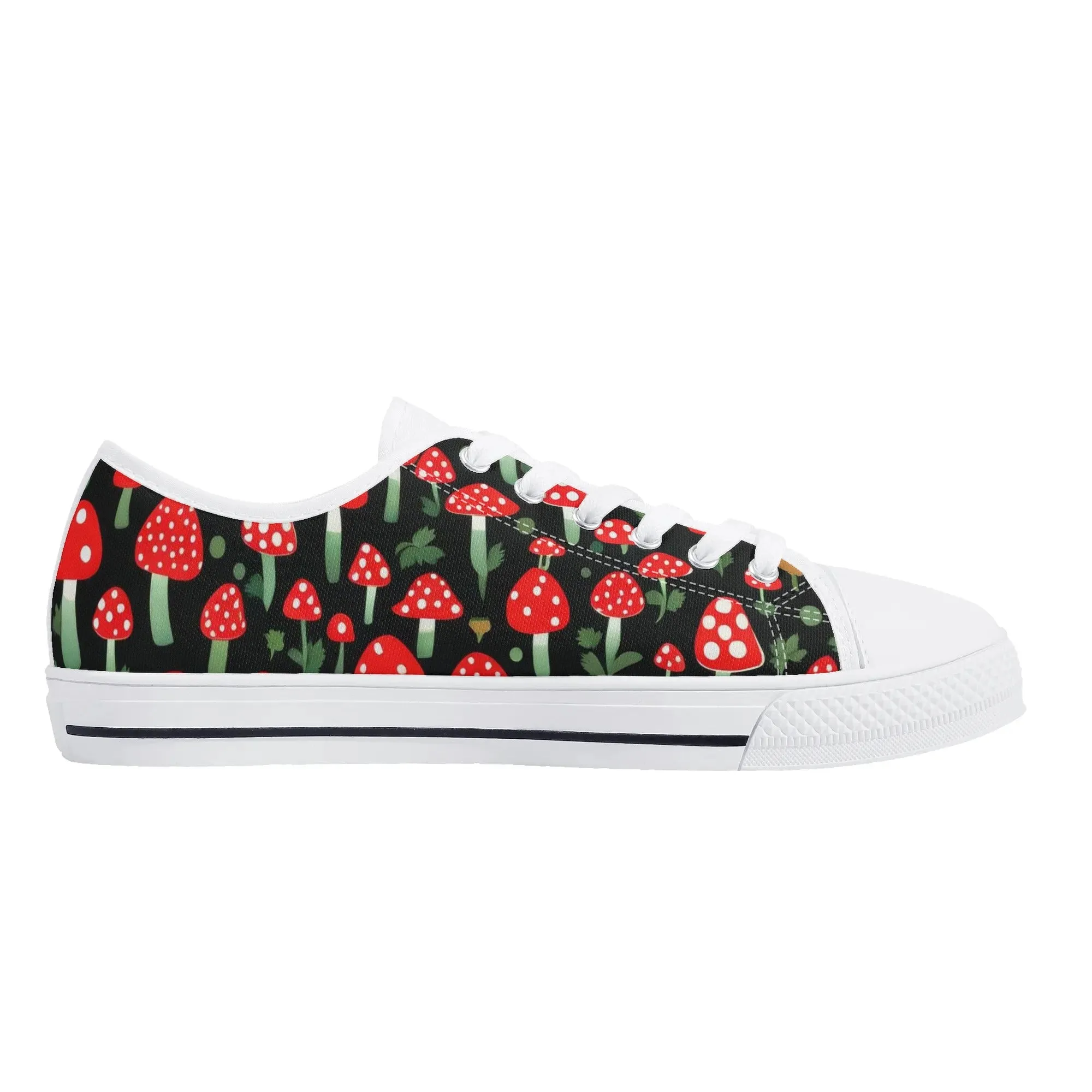 Red Mushrooms Womens Rubber Low Top Sneakers