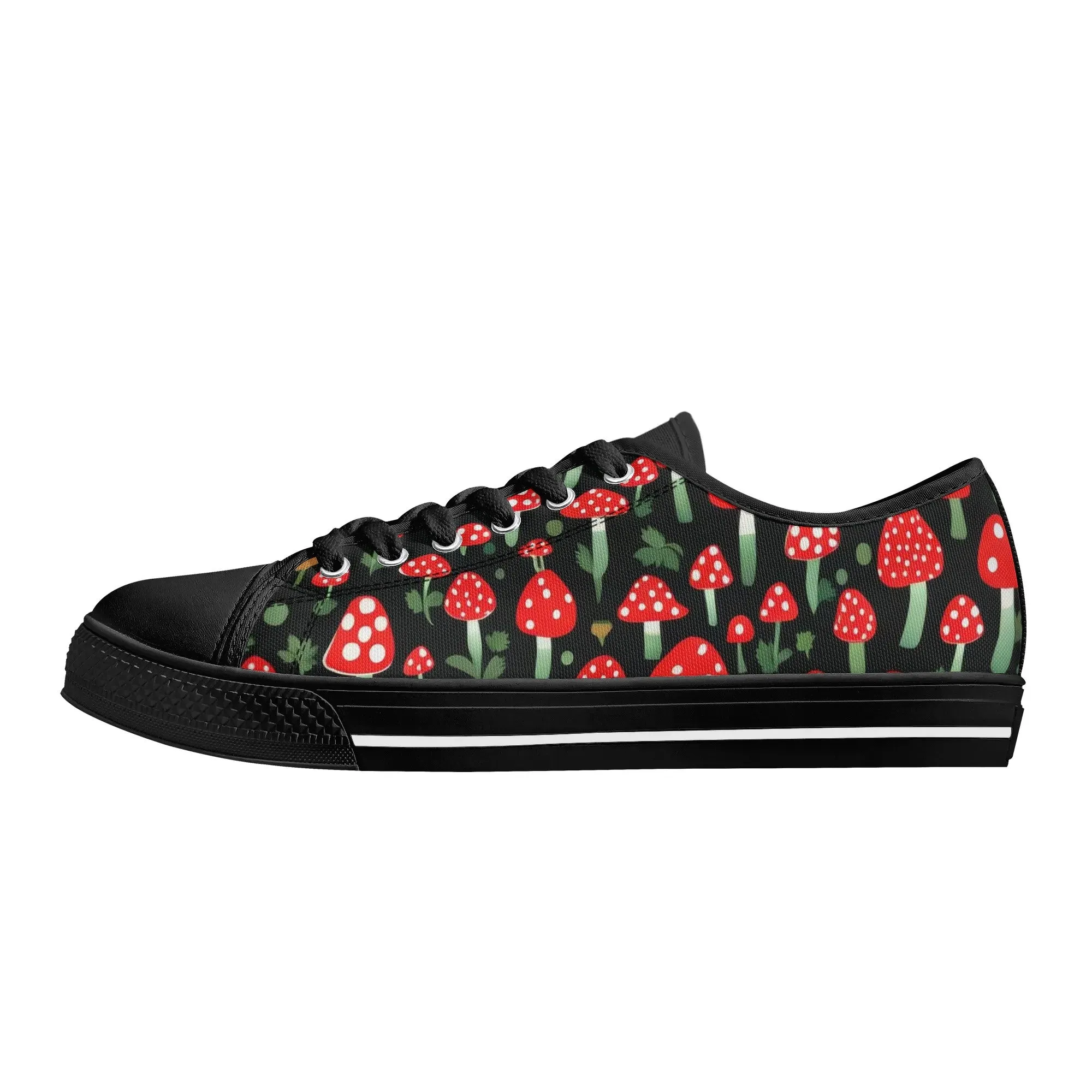 Red Mushrooms Womens Rubber Low Top Sneakers