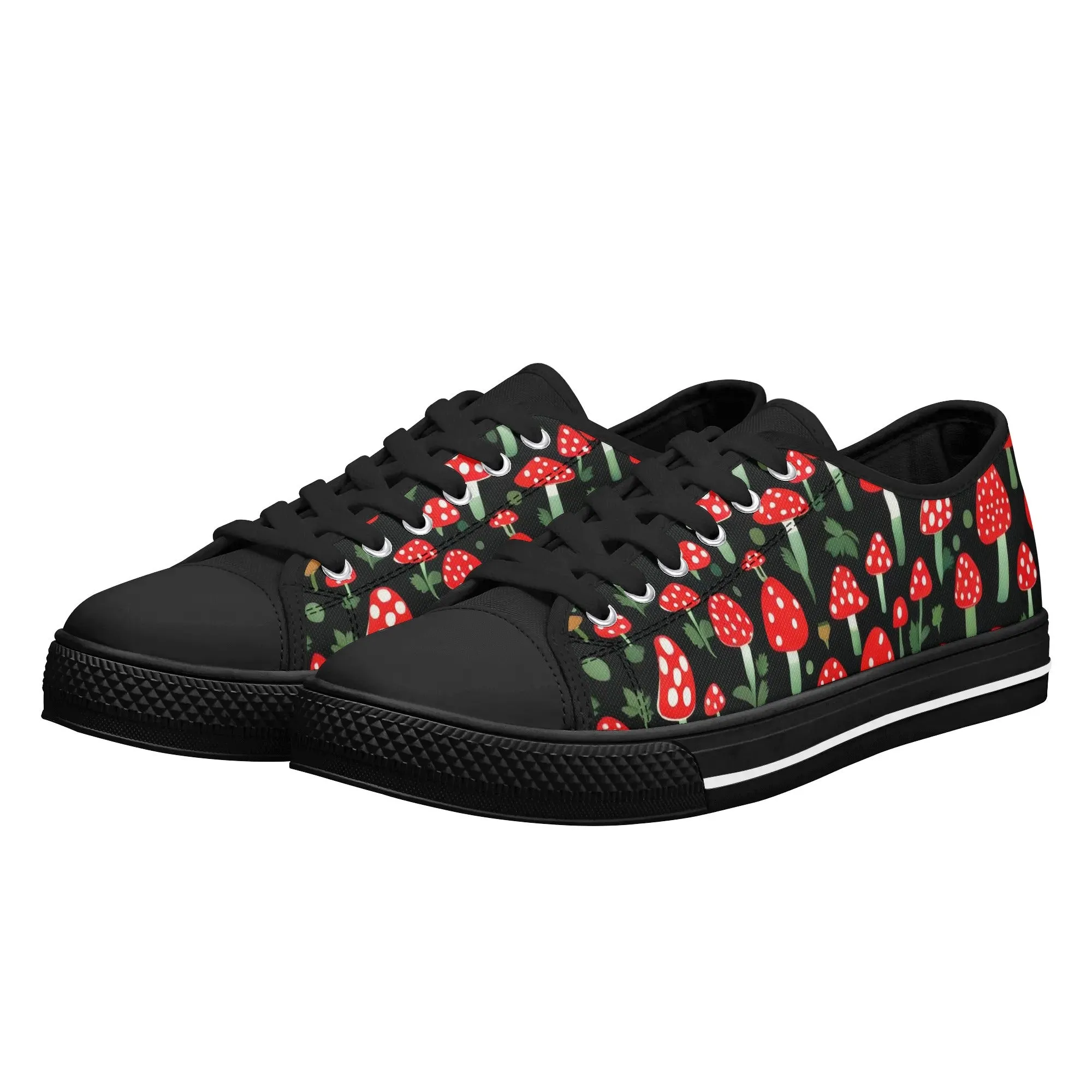 Red Mushrooms Womens Rubber Low Top Sneakers