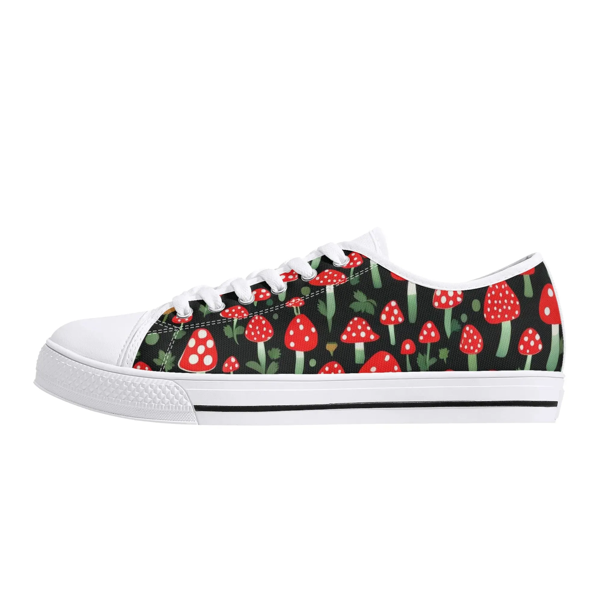 Red Mushrooms Womens Rubber Low Top Sneakers