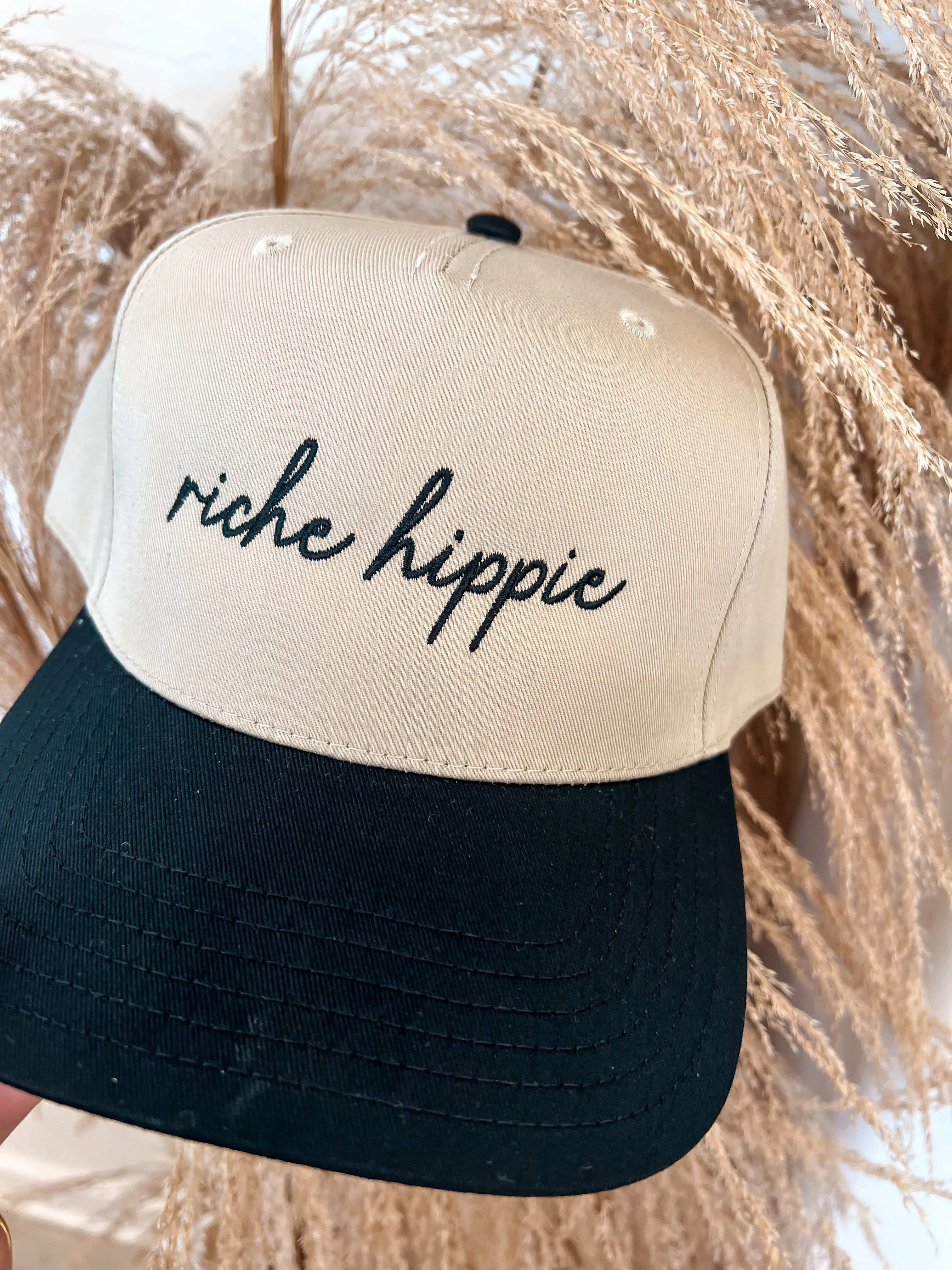 Riche Hippie Cursive Canvas Trucker Hat