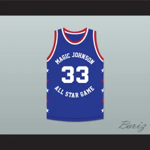 Robert Reid 33 Magic Johnson All Star Game Blue Basketball Jersey 1986 Midsummer Night's Magic Charity Event