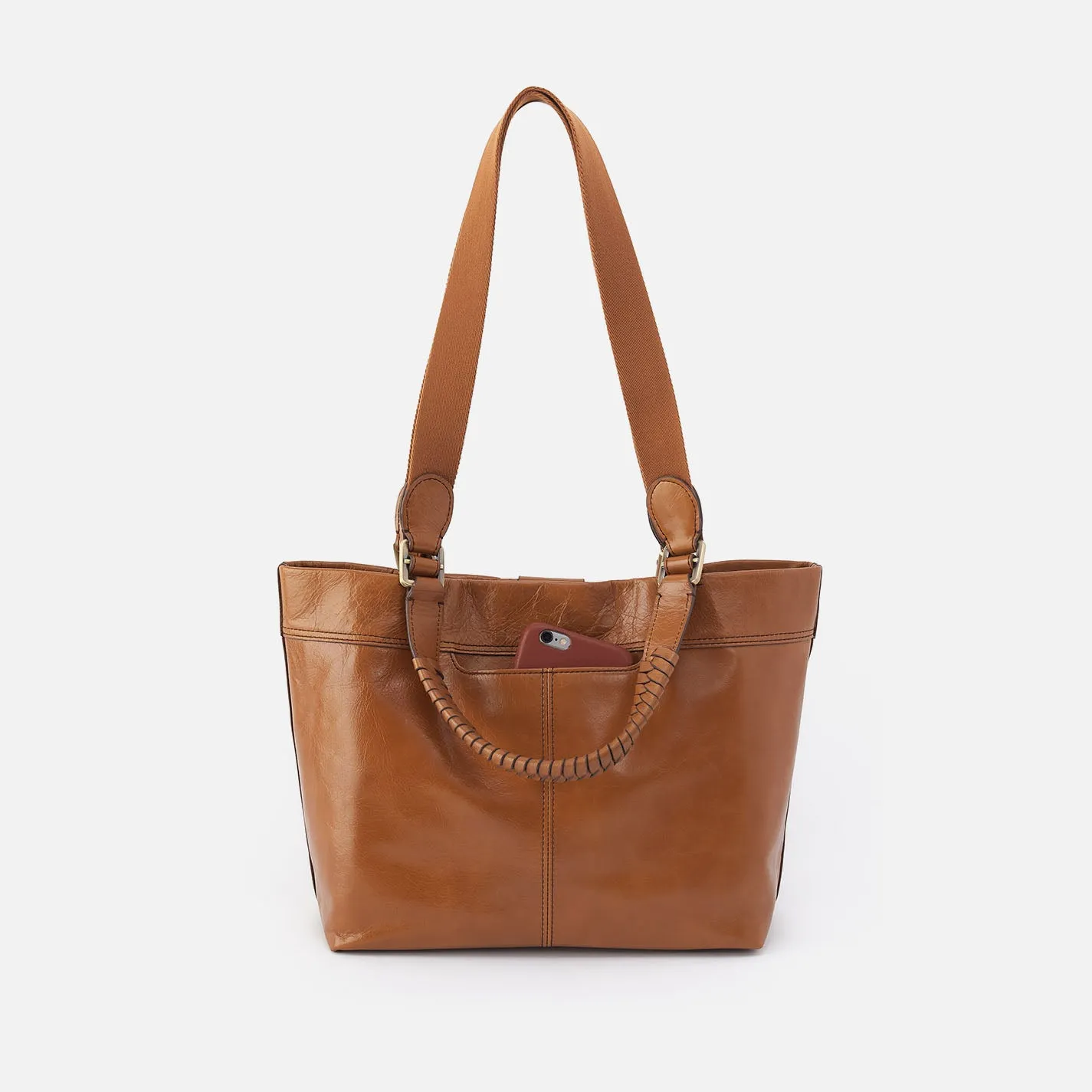 Romy Medium Tote In Polished Leather - Truffle