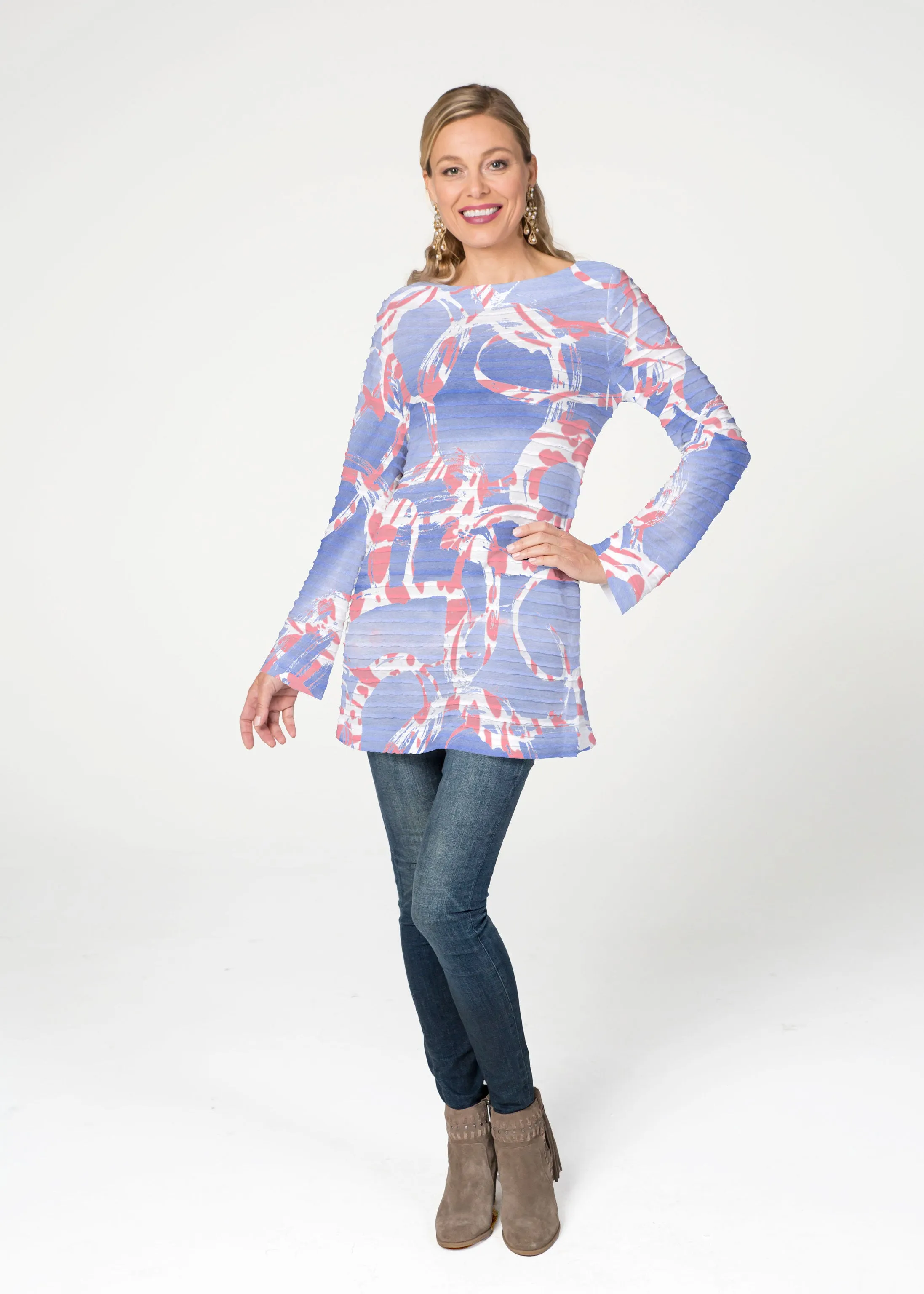 Round About Perri (16253) ~ Banded Boatneck Tunic