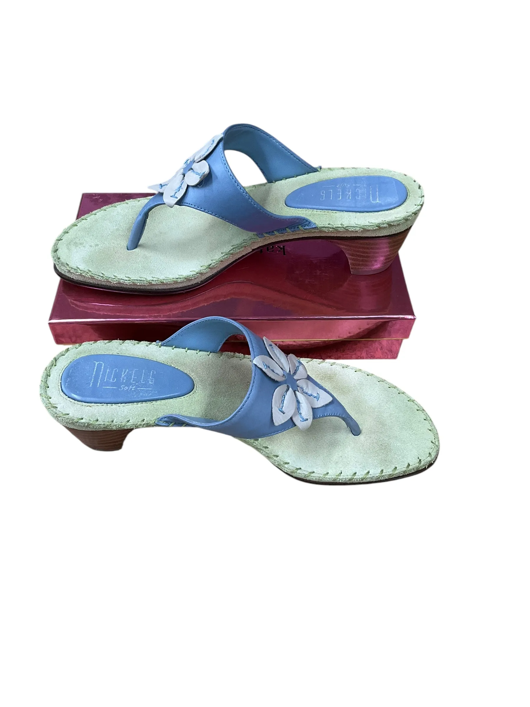 Sandals Heels Block By Nickels Shoes In Floral Print, Size: 6