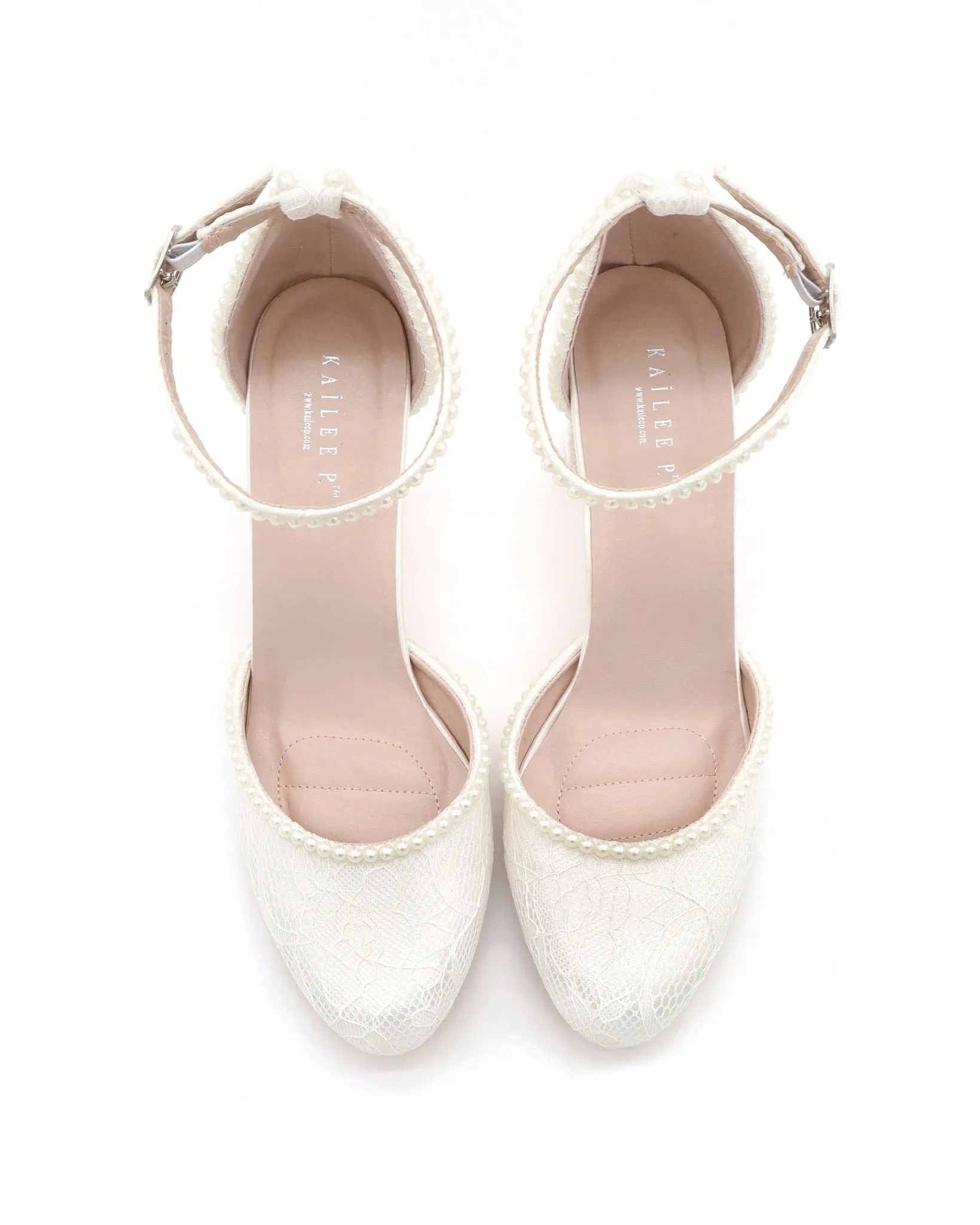 Satin Block Heel with Mini Pearls