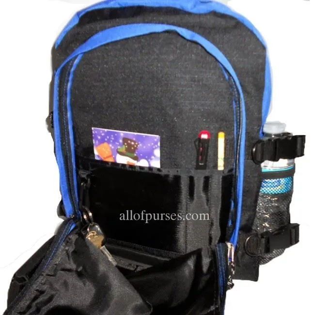 School Book Backpack Bag Outdoor Daypack Sport Black Blue Color Block gym