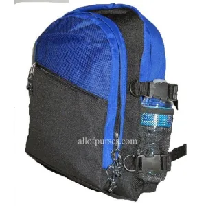 School Book Backpack Bag Outdoor Daypack Sport Black Blue Color Block gym
