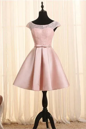 Scoop Neck Cap Sleeves Homecoming Dress Short Prom Dresses PG082