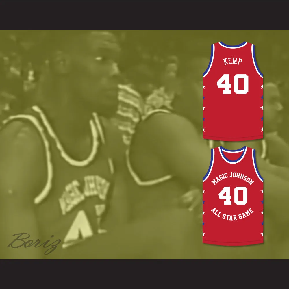 Shawn Kemp 40 Magic Johnson All Star Game Red Basketball Jersey 1990 Midsummer Night's Magic Charity Event