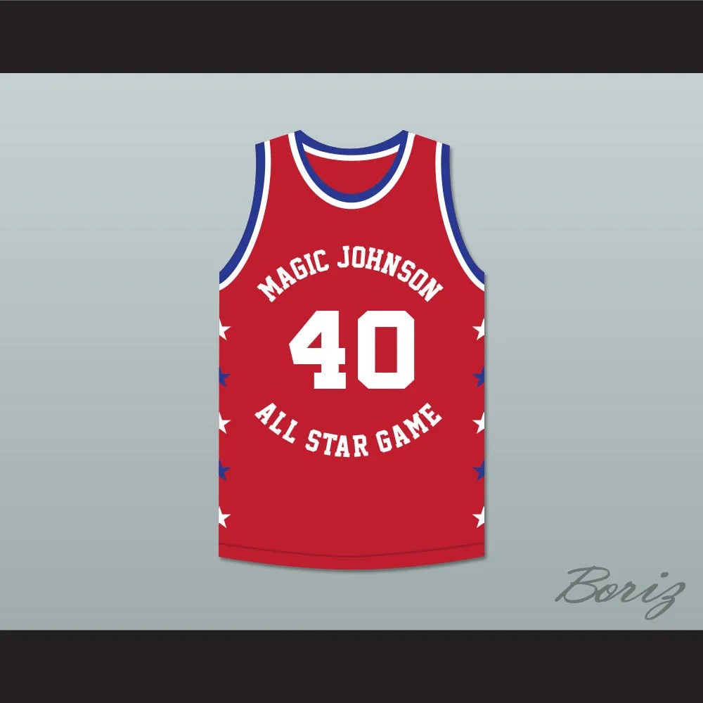 Shawn Kemp 40 Magic Johnson All Star Game Red Basketball Jersey 1990 Midsummer Night's Magic Charity Event