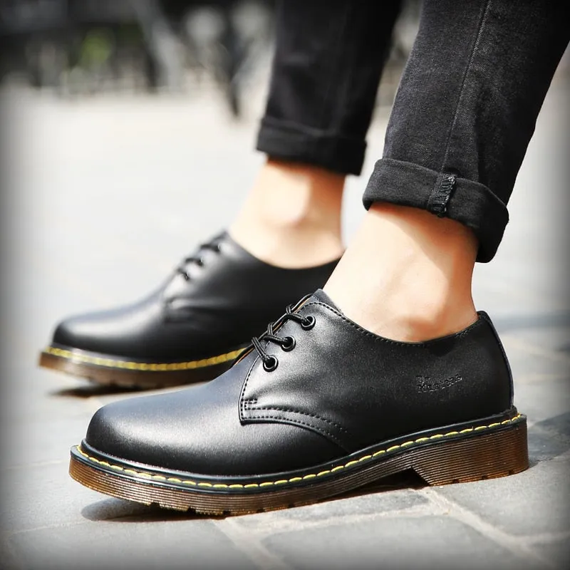 Shoes Women Leather lace-up Thick Bottom Flat Platform Martin Shoes Unisex Spring Autumn Causal Shoes Flats Oxfords
