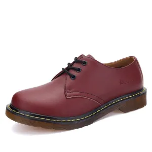 Shoes Women Leather lace-up Thick Bottom Flat Platform Martin Shoes Unisex Spring Autumn Causal Shoes Flats Oxfords
