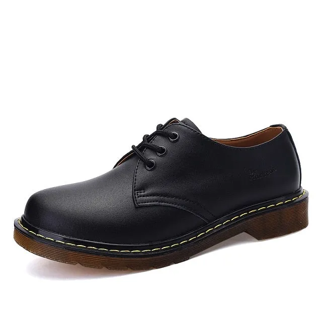 Shoes Women Leather lace-up Thick Bottom Flat Platform Martin Shoes Unisex Spring Autumn Causal Shoes Flats Oxfords