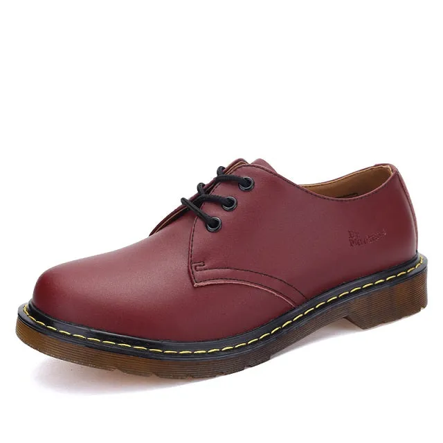 Shoes Women Leather lace-up Thick Bottom Flat Platform Martin Shoes Unisex Spring Autumn Causal Shoes Flats Oxfords