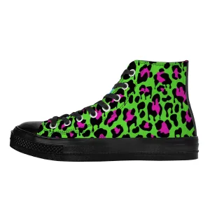 Slime Drip Leopard Print High Top Canvas Shoes / Unisex- Black