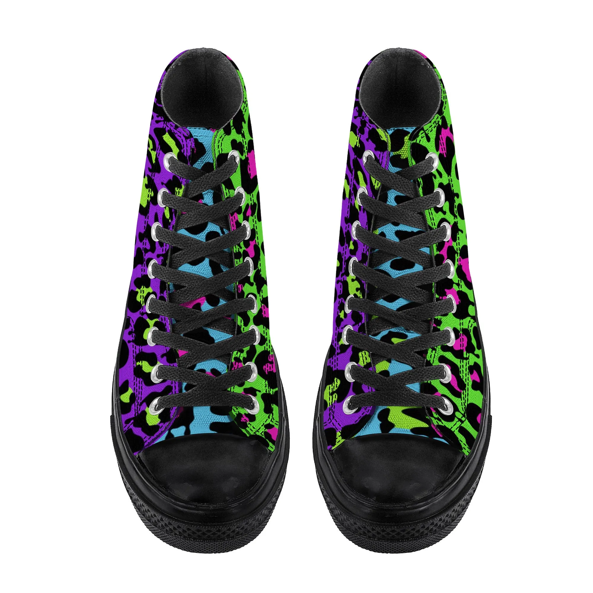 Slime Drip Leopard Print High Top Canvas Shoes / Unisex- Black