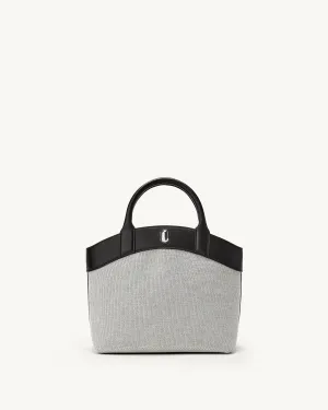 Small Tondo Tote in Canvas with Black Trim