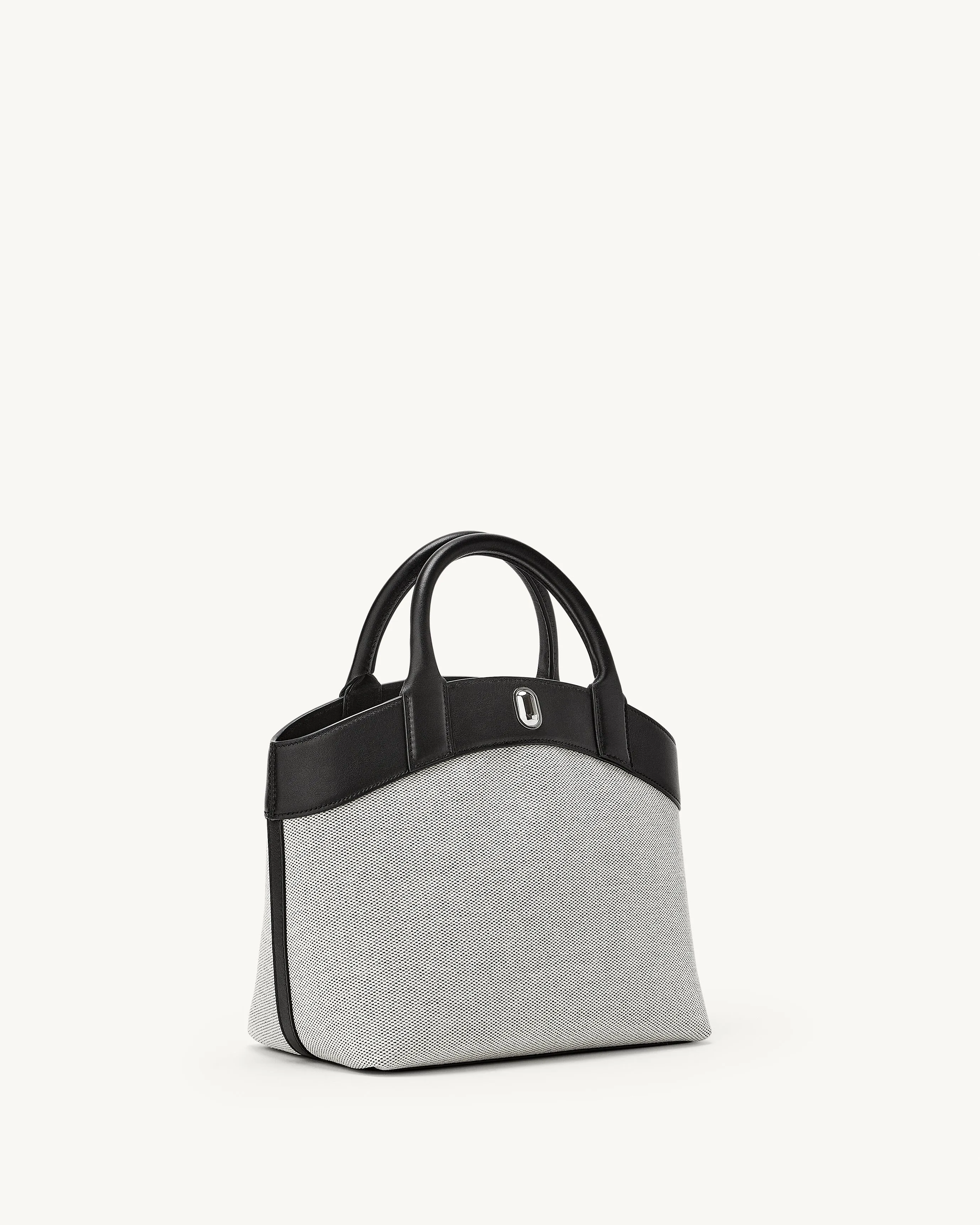 Small Tondo Tote in Canvas with Black Trim