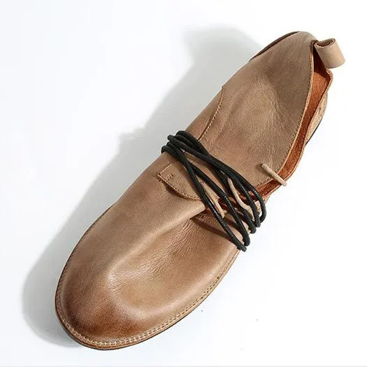 Soft Runway Popular Men Shoes Flats Lace Up High Top Tan Oxfords