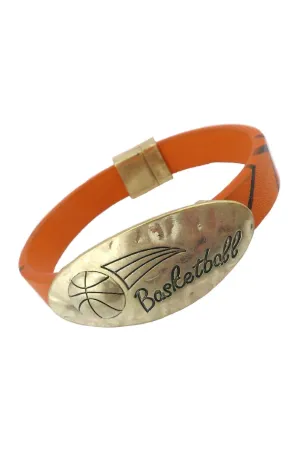 SPORTS BASKETBALL ENGRAVED LEATHER BRACELET