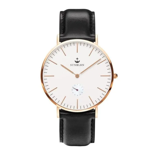 SUNBLON Men's Quartz Stainless Steel Dress Watch With Leather Band17sep19