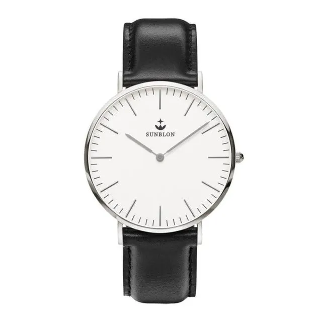 SUNBLON Men's Quartz Stainless Steel Dress Watch With Leather Band17sep19