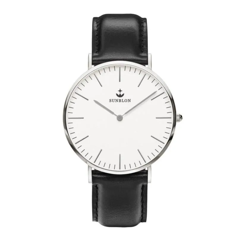 SUNBLON Men's Quartz Stainless Steel Dress Watch With Leather Band17sep19