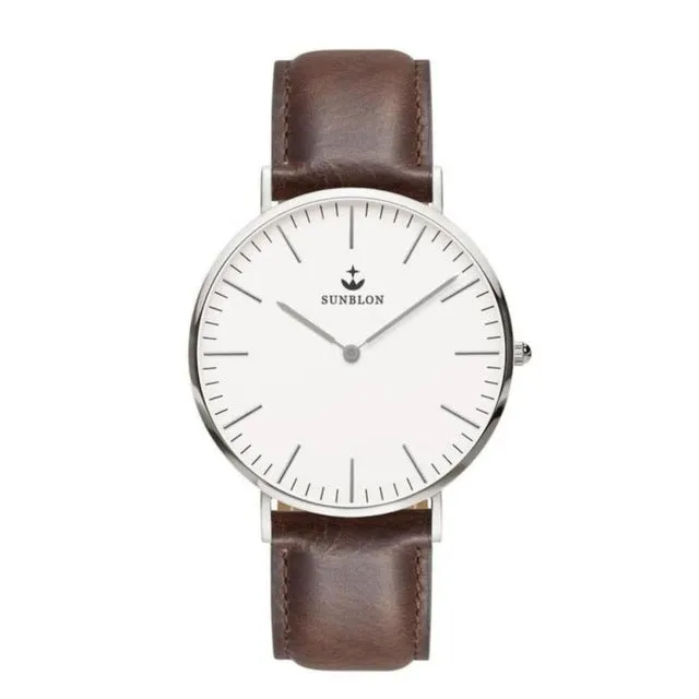 SUNBLON Men's Quartz Stainless Steel Dress Watch With Leather Band17sep19