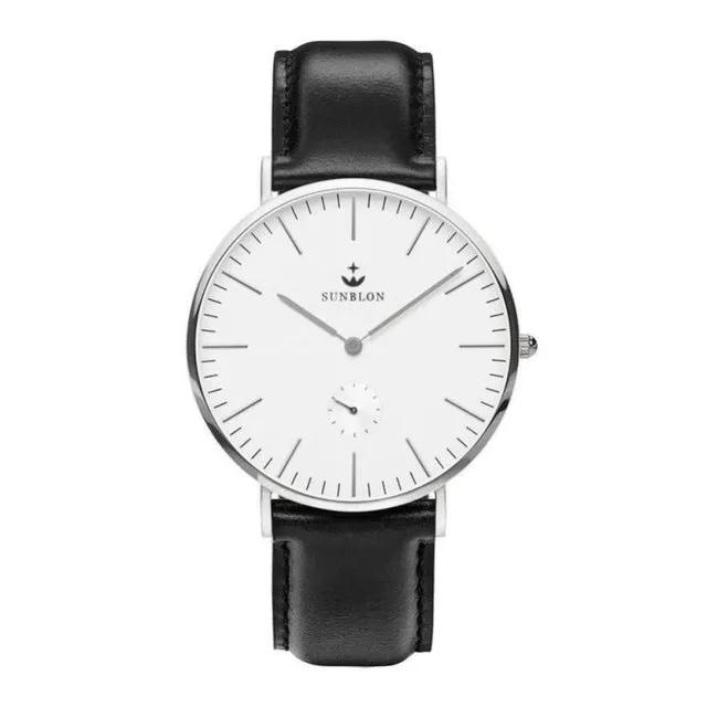 SUNBLON Men's Quartz Stainless Steel Dress Watch With Leather Band17sep19