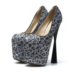 Super High Heel Color Block Sequin Pumps