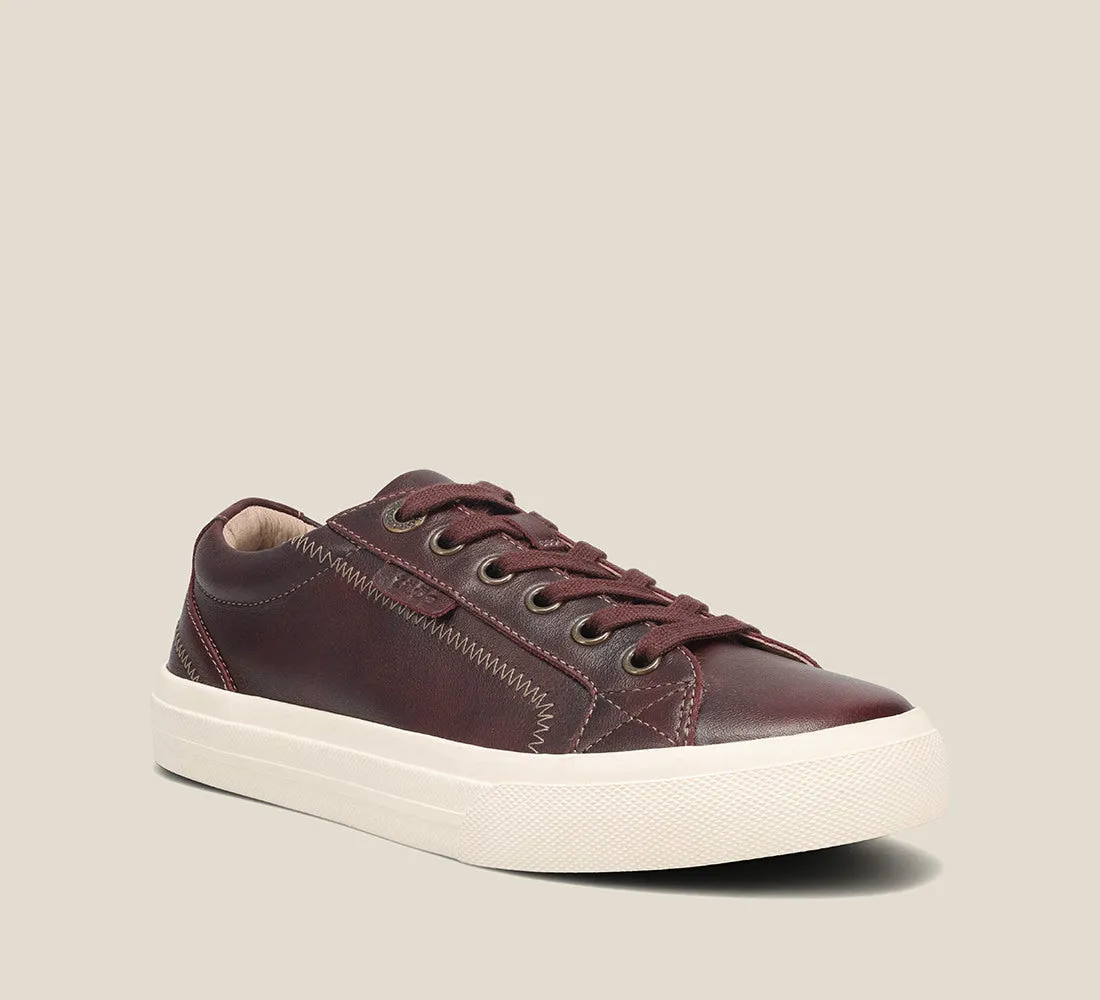 Taos Plim Soul Lux Leather Sneaker in White, Merlot, Black & Carmel