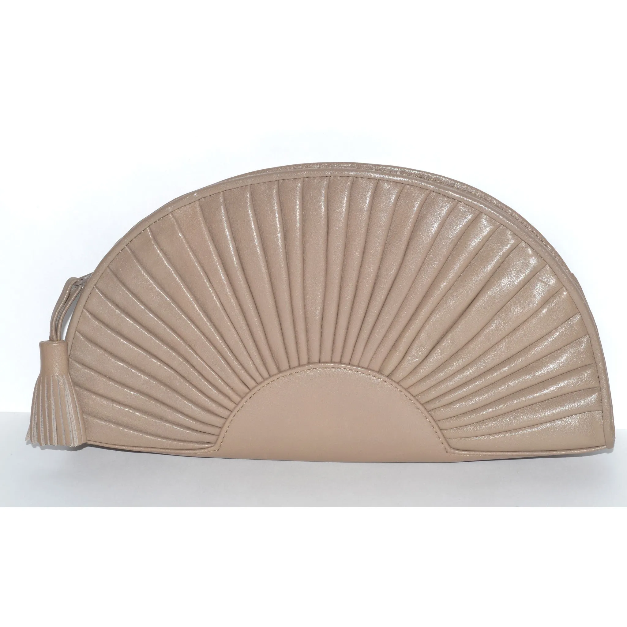 Taupe Leather Fan Purse