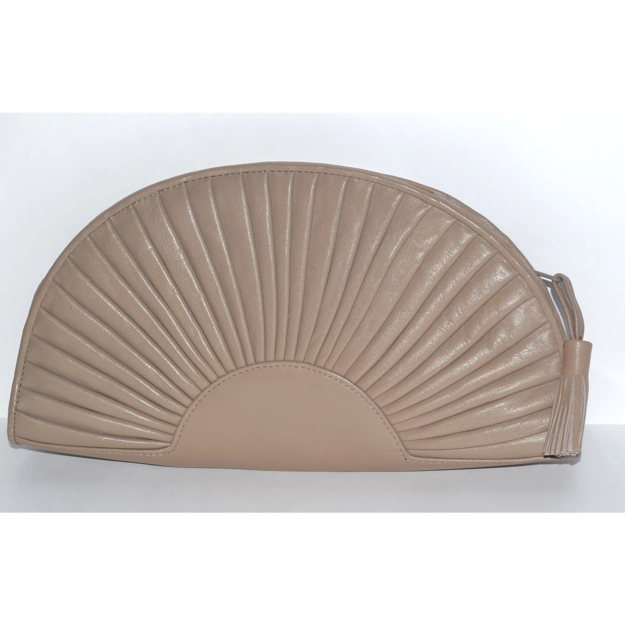 Taupe Leather Fan Purse