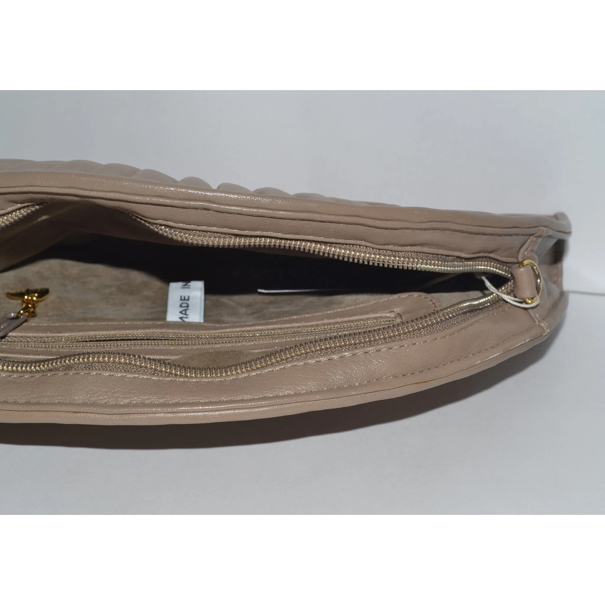 Taupe Leather Fan Purse