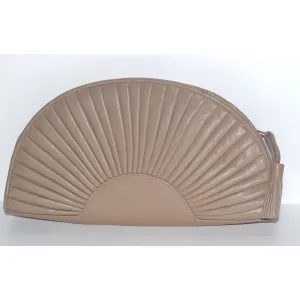 Taupe Leather Fan Purse