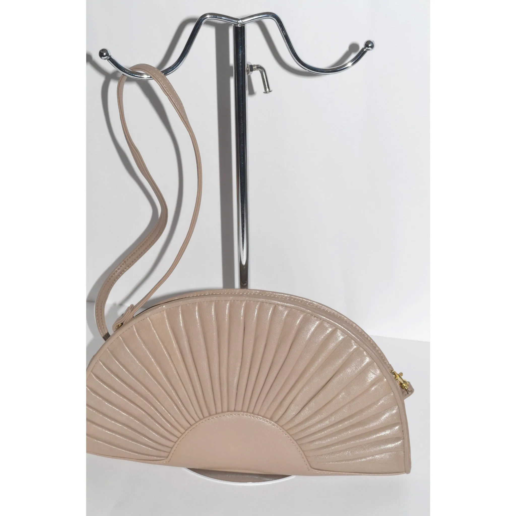 Taupe Leather Fan Purse