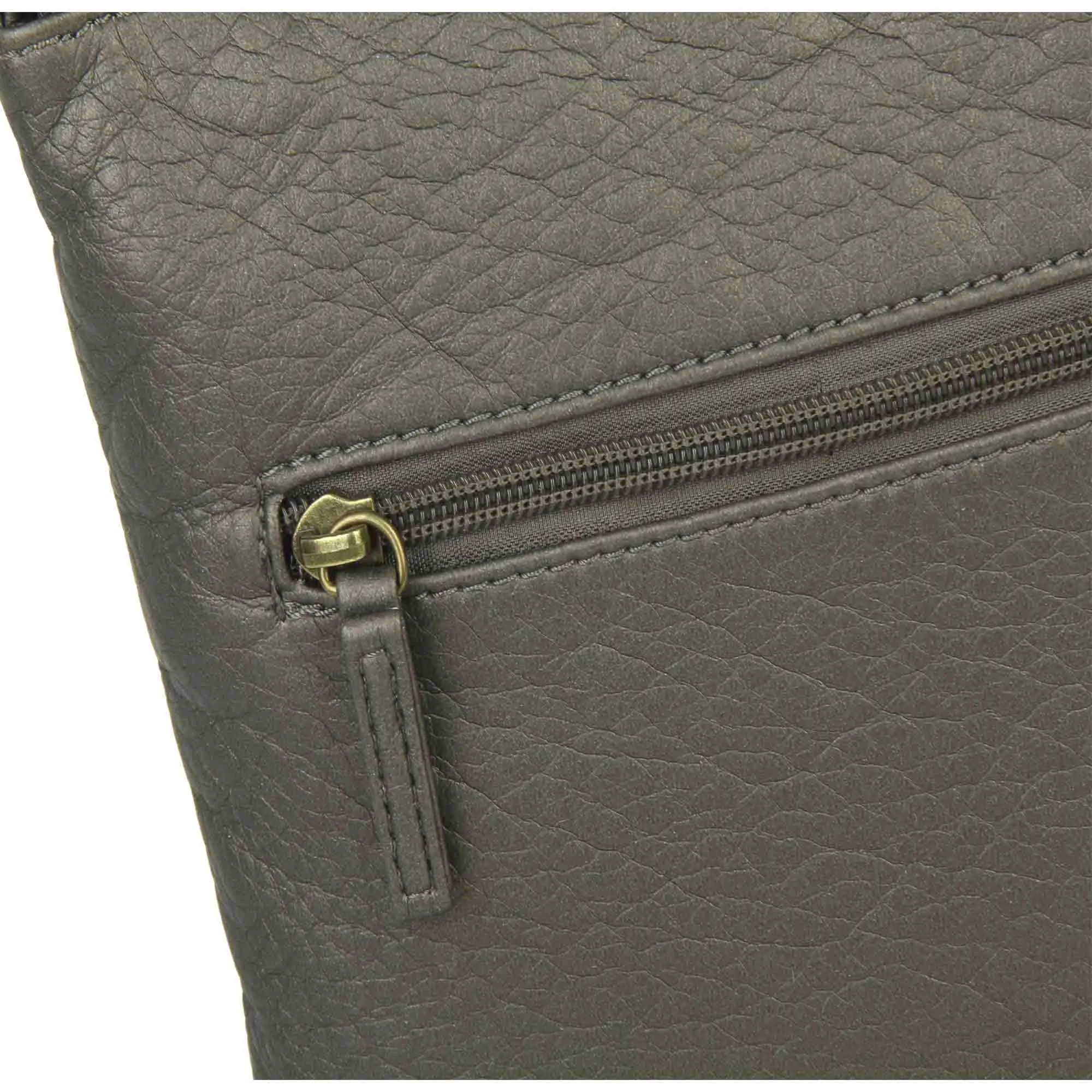 The Camile Three Zip Crossbody - Dark Silver Metallic