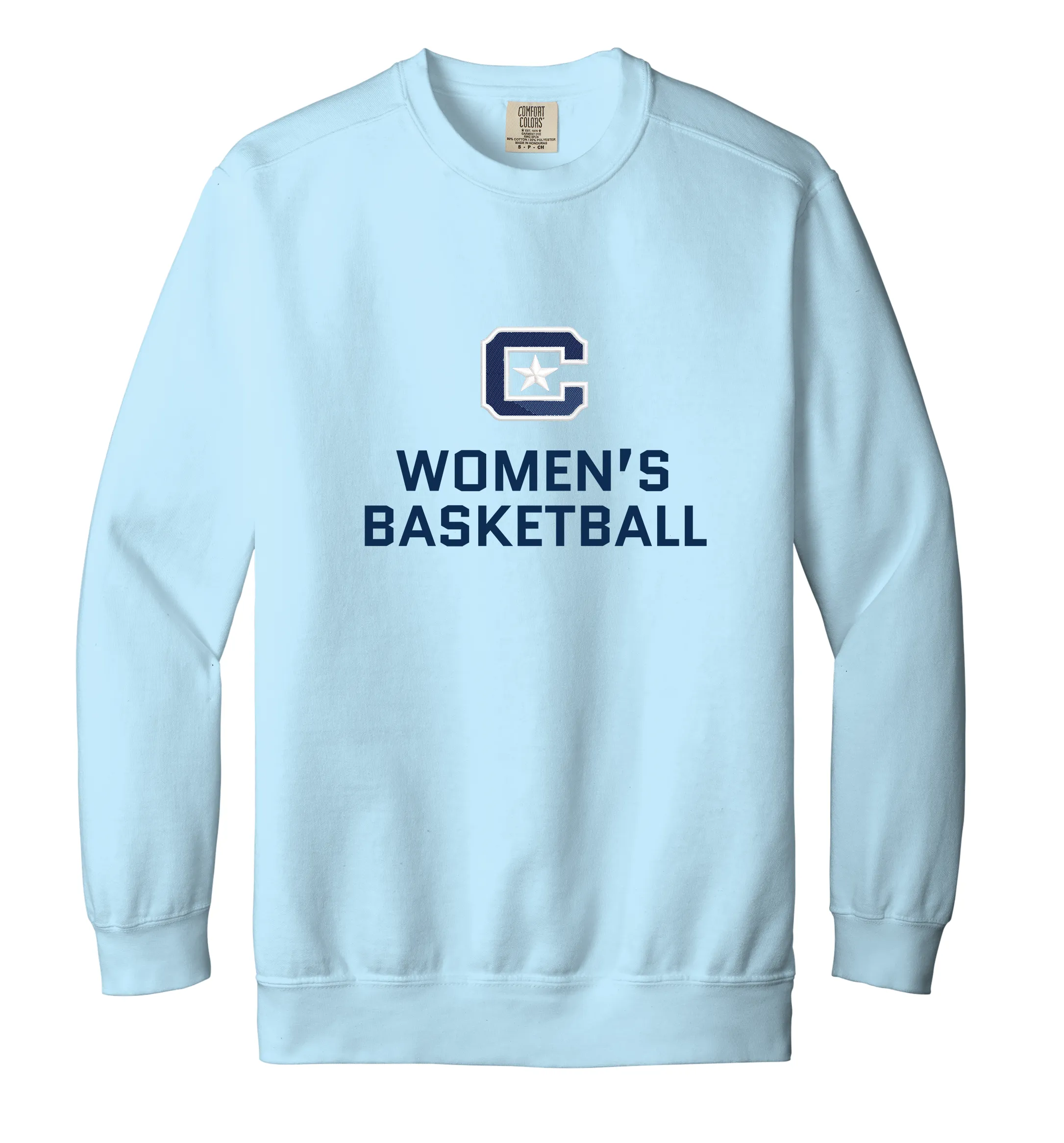 The Citadel Block C, Club Sports - Women's Basketball, Embroidered Comfort Colors ® Ring Spun Crewneck Sweatshirt